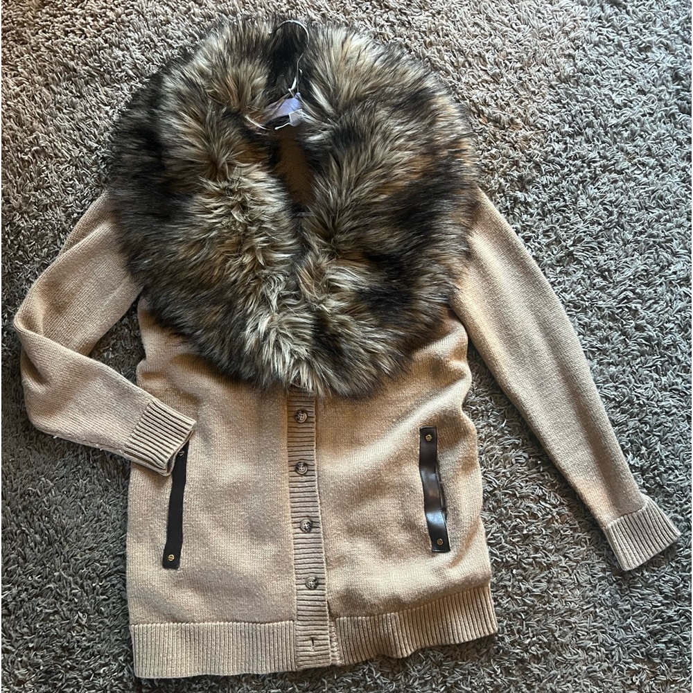 Michael Kors women cardigan fur sweater XS EUC